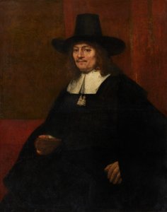 Porträt eines Mannes mit hohem Hut von Rembrandt van Rijn