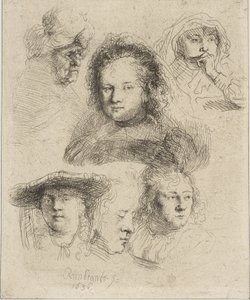 Rembrandts Frau und fünf andere Köpfe, 1636 von Rembrandt van Rijn
