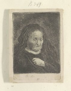 Rembrandts Mutter mit ihrer Hand auf ihrer Brust: kleine Büste von Rembrandt van Rijn