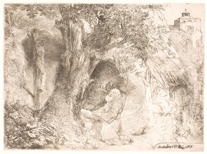 S. Franziskus betet unter einem Baum von Rembrandt van Rijn