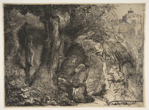 Heiliger Franziskus unter einem Baum, betend von Rembrandt van Rijn