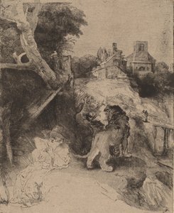 Der heilige Hieronymus liest in einer italienischen Landschaft