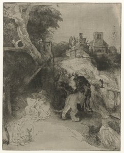 Der heilige Hieronymus liest in einer italienischen Landschaft