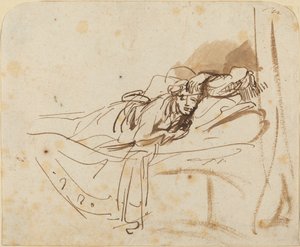 Saskia(?) im Bett liegend von Rembrandt van Rijn