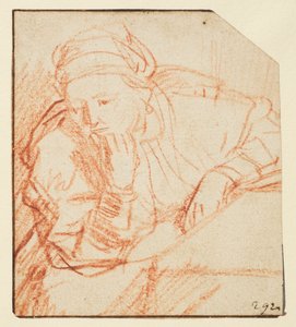 Saskia am Tisch sitzend von Rembrandt van Rijn