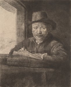 Selbstporträt beim Zeichnen am Fenster, 1648 von Rembrandt van Rijn