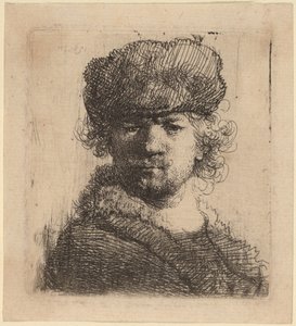 Selbstporträt mit schwerer Pelzmütze von Rembrandt van Rijn