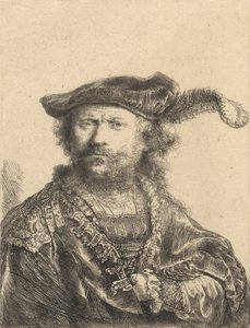 Selbstporträt in einer Samtkappe mit Feder, 1638 von Rembrandt van Rijn