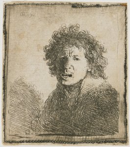 Selbstporträt mit offenem Mund, 1630 von Rembrandt van Rijn