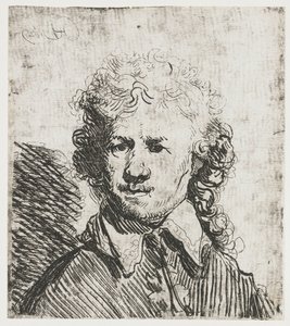 Selbstporträt, ohne Kopfbedeckung (Brustbild, grob geätzt) von Rembrandt van Rijn