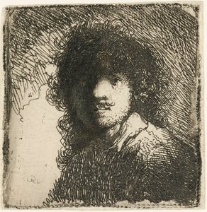 Selbstporträt ohne Kopfbedeckung: Büste, um 1629 von Rembrandt van Rijn