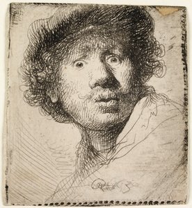 Selbstporträt mit Mütze: mit offenem Mund, 1630