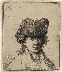 Selbstporträt mit Pelzmütze: Büste, 1630 von Rembrandt van Rijn