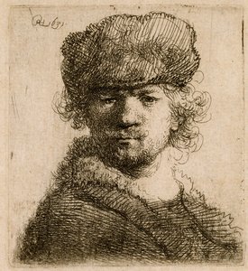 Selbstporträt mit schwerer Pelzmütze: Büste von Rembrandt van Rijn