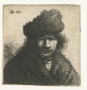 Selbstporträt mit schräger Pelzmütze: Büste von Rembrandt van Rijn
