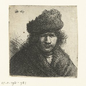 Selbstporträt mit schräger Pelzmütze: Büste von Rembrandt van Rijn
