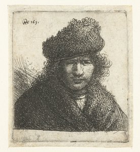Selbstporträt mit schräger Pelzmütze: Büste von Rembrandt van Rijn