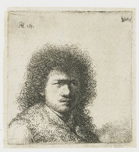 Selbstporträt mit buschigem Haar: Büste von Rembrandt van Rijn