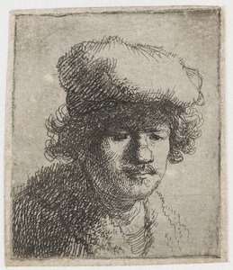 Selbstporträt mit nach vorne gezogenem Hut, ca. 1630