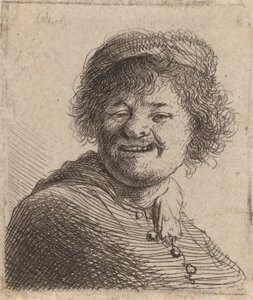 Selbstporträt mit einer Mütze lachend, 1630