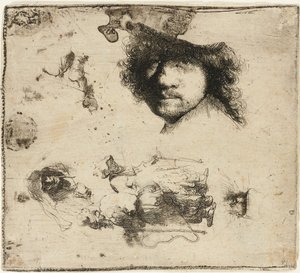 Blatt mit Studien, 1632 von Rembrandt van Rijn