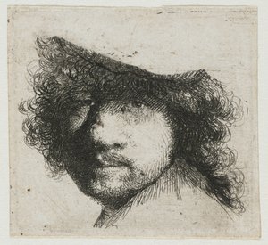 Blatt mit Studien: Kopf des Künstlers von Rembrandt van Rijn
