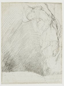 Blatt mit Studien, mit einer Frau, die krank im Bett liegt von Rembrandt van Rijn