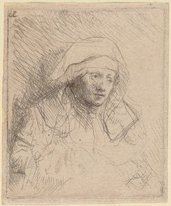 Kranke Frau mit großer weißer Haube (Saskia) von Rembrandt van Rijn