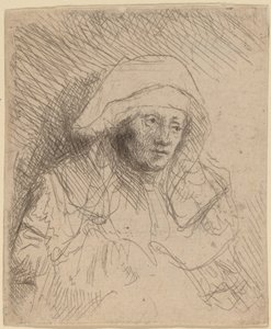 Kranke Frau mit großer weißer Haube (Saskia) von Rembrandt van Rijn
