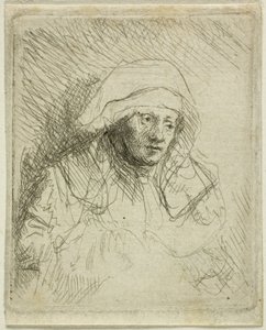 Kranke Frau mit großem weißem Kopfschmuck (Saskia) von Rembrandt van Rijn