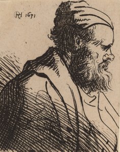 Mann mit Stupsnase in einer Mütze von Rembrandt van Rijn