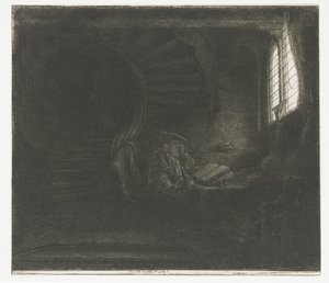 Heiliger Hieronymus in einer dunklen Kammer von Rembrandt van Rijn