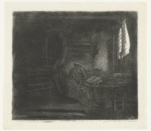Heiliger Hieronymus in einer dunklen Kammer von Rembrandt van Rijn