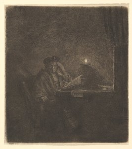 Student an einem Tisch bei Kerzenlicht, ca. 1642 von Rembrandt van Rijn