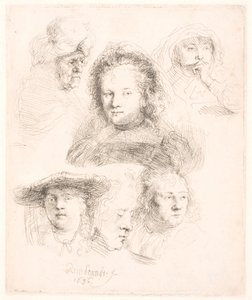 Studien des Kopfes von Saskia und anderen von Rembrandt van Rijn