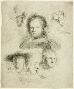 Studien des Kopfes von Saskia und anderen von Rembrandt van Rijn