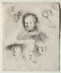 Studien des Kopfes von Saskia und anderen von Rembrandt van Rijn