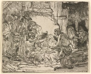 Die Anbetung der Hirten: mit der Lampe von Rembrandt van Rijn