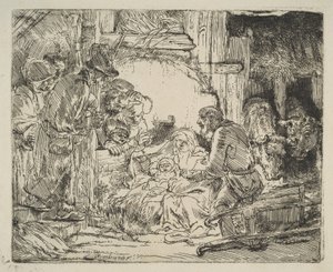 Die Anbetung der Hirten, mit der Lampe, ca. 1654 von Rembrandt van Rijn