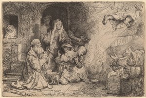Der Engel verlässt die Familie des Tobias von Rembrandt van Rijn