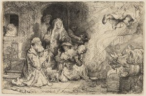 Der Engel verlässt die Familie von Tobias von Rembrandt van Rijn