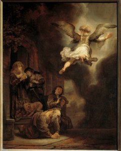 Der Erzengel Gabriel verlässt die Familie von Tobias, 1637 von Rembrandt van Rijn