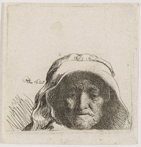 Die Mutter des Künstlers: nur Kopf, Vollgesicht von Rembrandt van Rijn