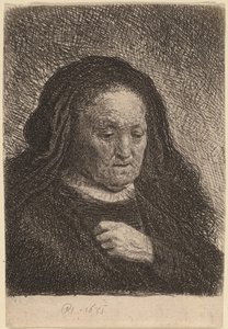 Die Mutter des Künstlers mit der Hand auf der Brust von Rembrandt van Rijn