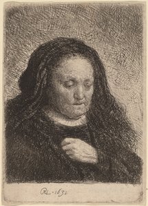 Die Mutter des Künstlers mit der Hand auf der Brust von Rembrandt van Rijn