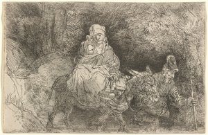 Die Flucht nach Ägypten: Überquerung eines Baches von Rembrandt van Rijn
