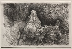 Die Flucht nach Ägypten: Überquerung eines Baches, 1654 von Rembrandt van Rijn