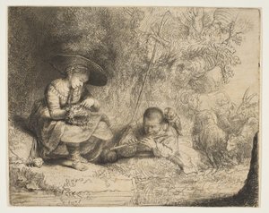 Der Flötenspieler, 1642 von Rembrandt van Rijn