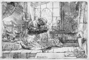 Die Heilige Familie mit einer Katze von Rembrandt van Rijn