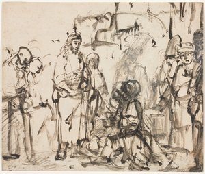 Die Begegnung Christi mit Martha und Maria nach dem Tod des Lazarus, um 1662-65 von Rembrandt van Rijn